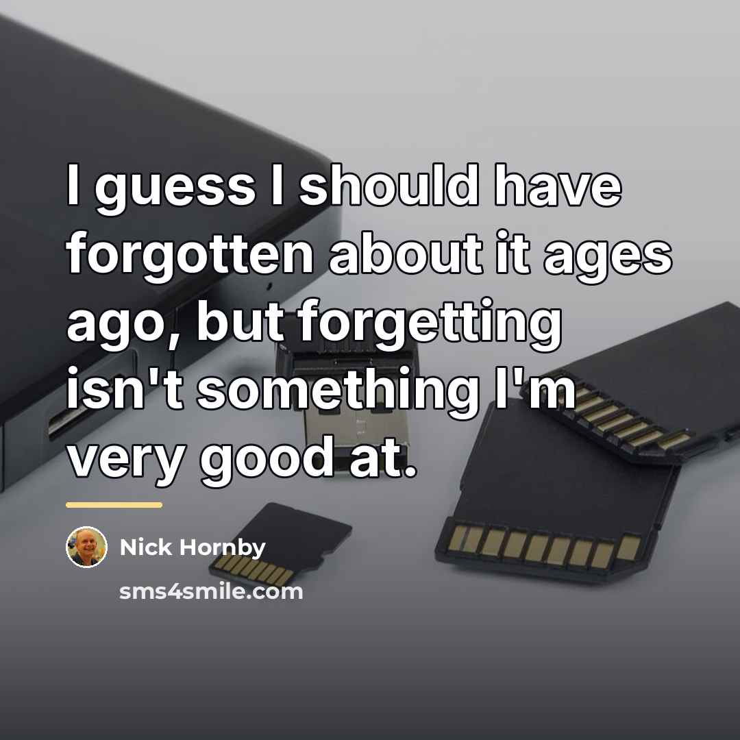 “I guess I should have forgotten about it ages ago,…” quote by Nick Hornby