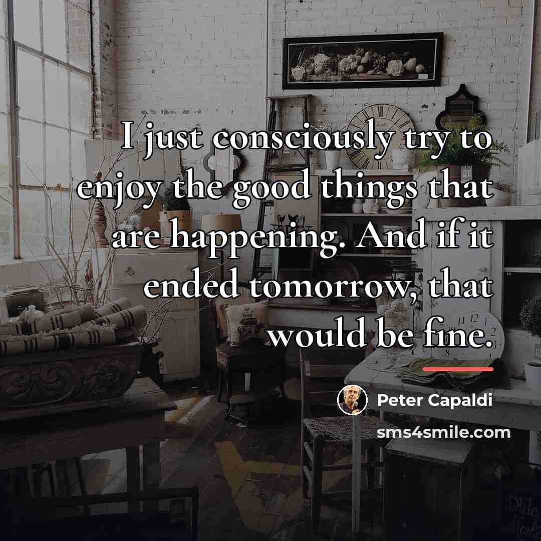 “I just consciously try to enjoy the good things that…” quote by Peter Capaldi