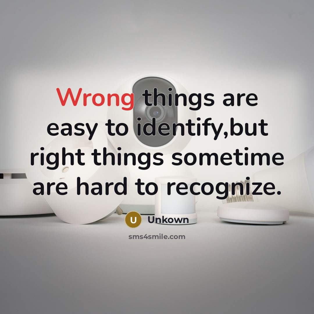 “Wrong things are easy to identify,but right things sometime are hard to recognize.” quote by Unkown