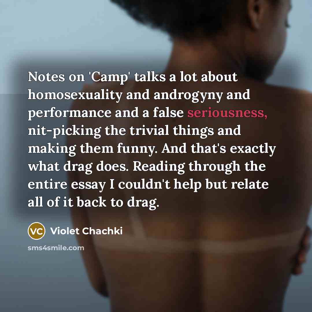 “Notes on 'Camp' talks a lot about homosexuality and androgyny…” quote by Violet Chachki
