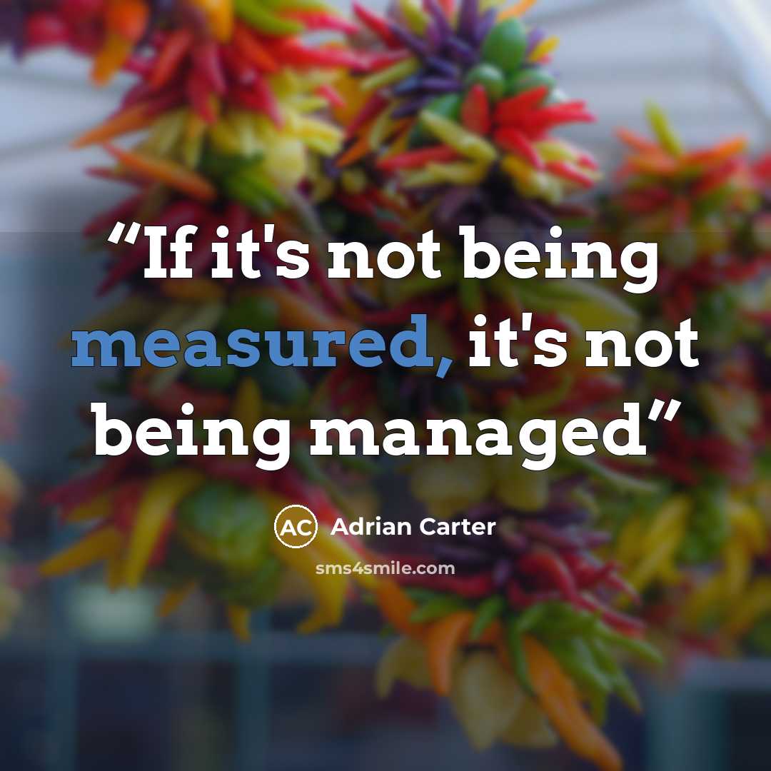 “If it's not being measured, it's not being managed” quote by Adrian Carter