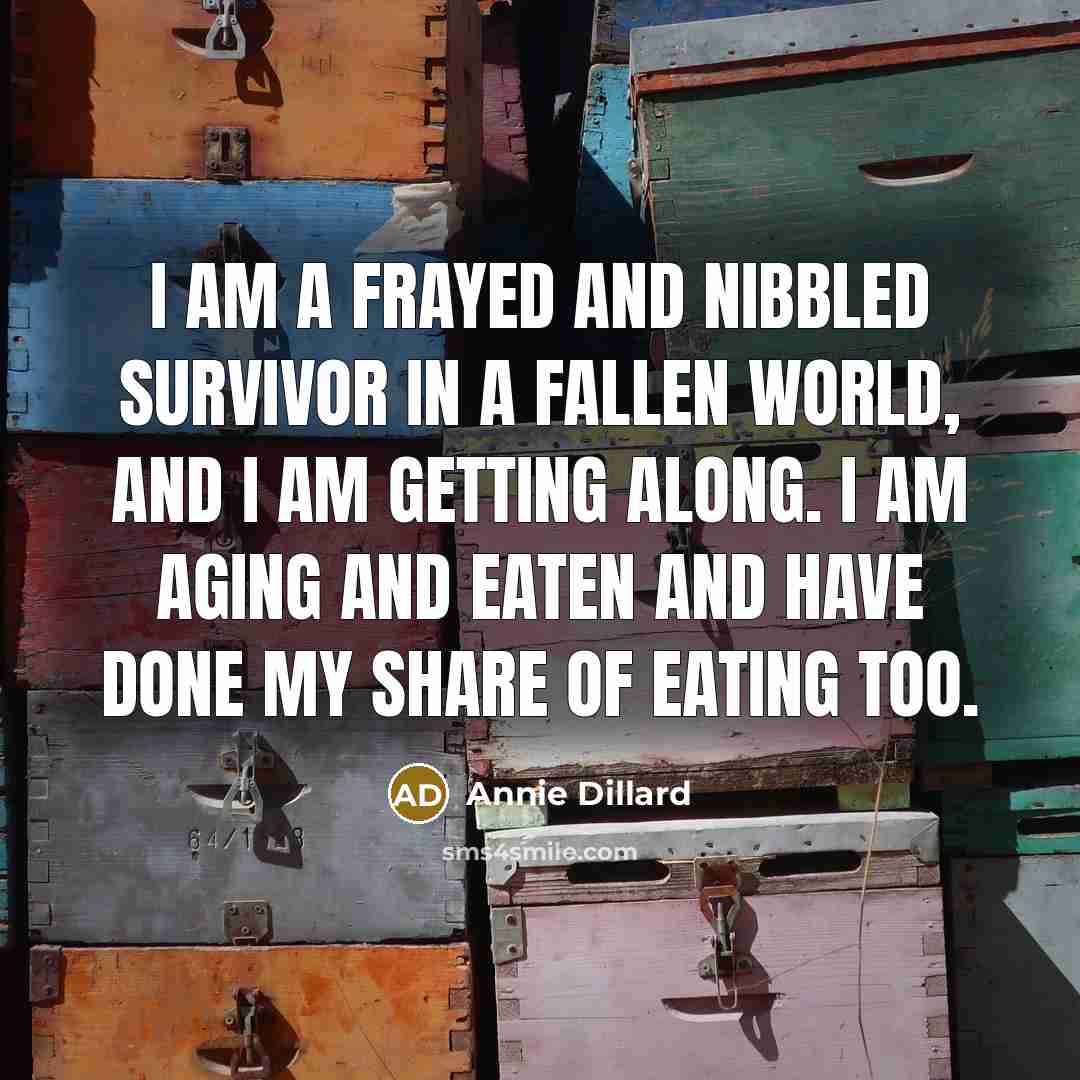 “I am a frayed and nibbled survivor in a fallen…” quote by Annie Dillard