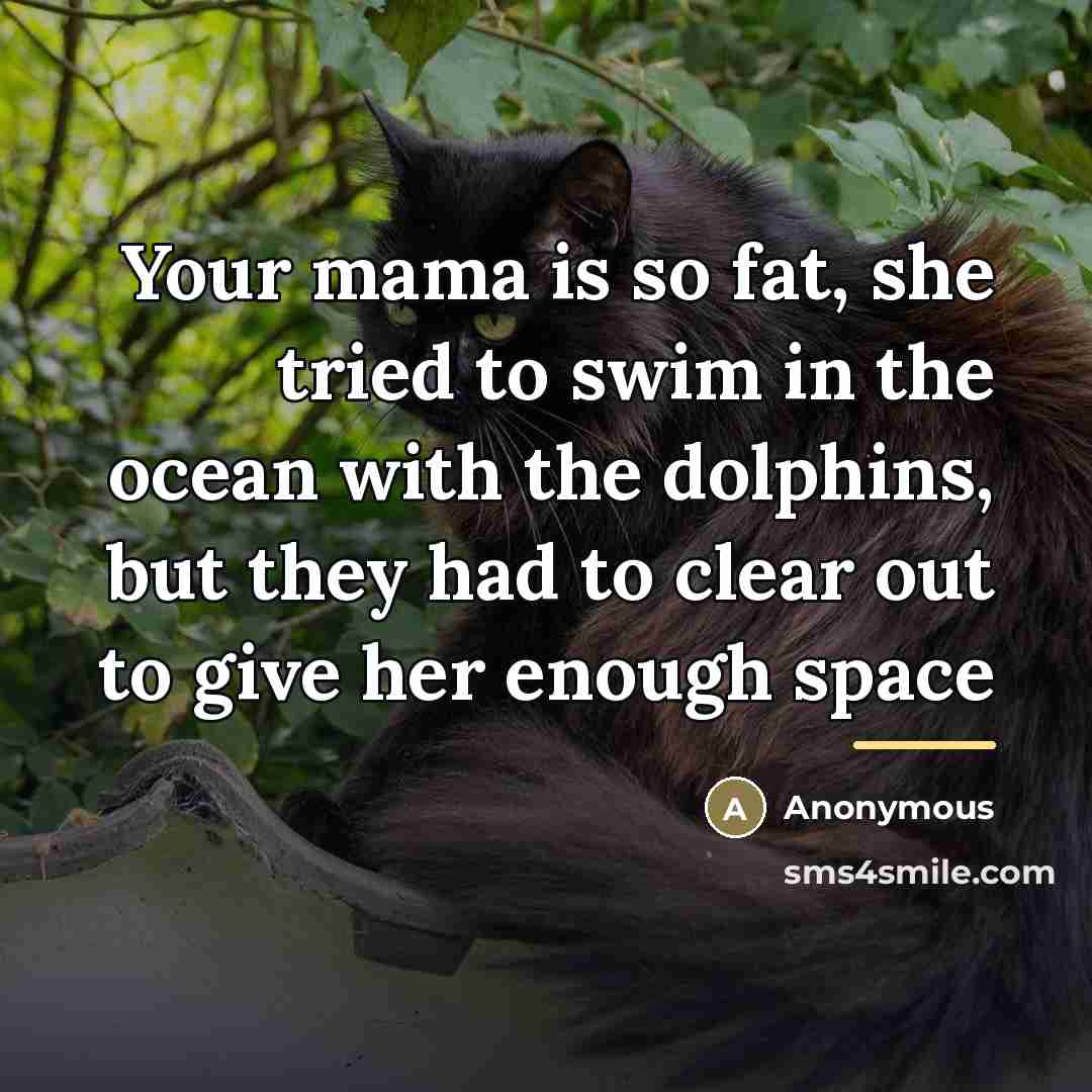 “Your mama is so fat, she tried to swim in…” quote by Anonymous
