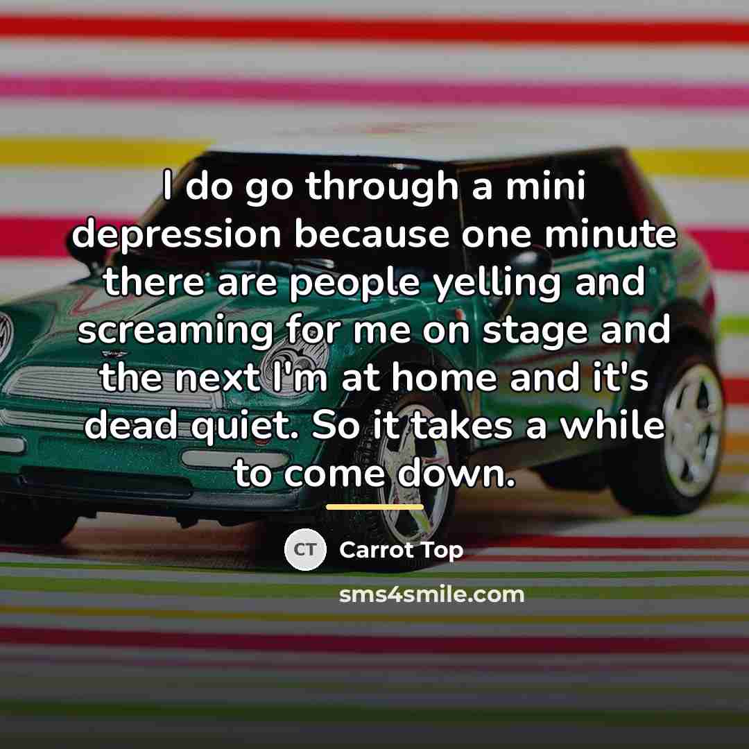 “I do go through a mini depression because one minute…” quote by Carrot Top