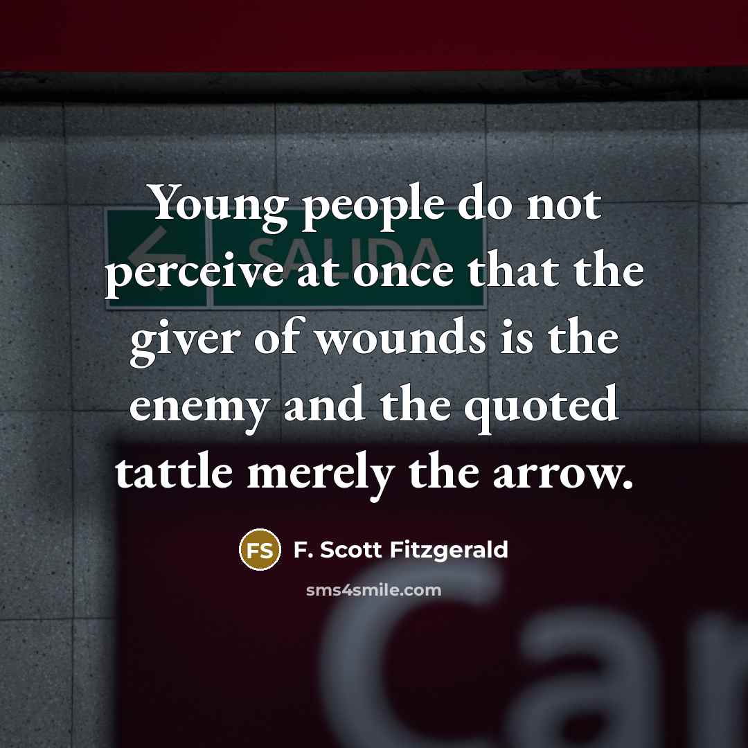 “Young people do not perceive at once that the giver…” quote by F. Scott Fitzgerald