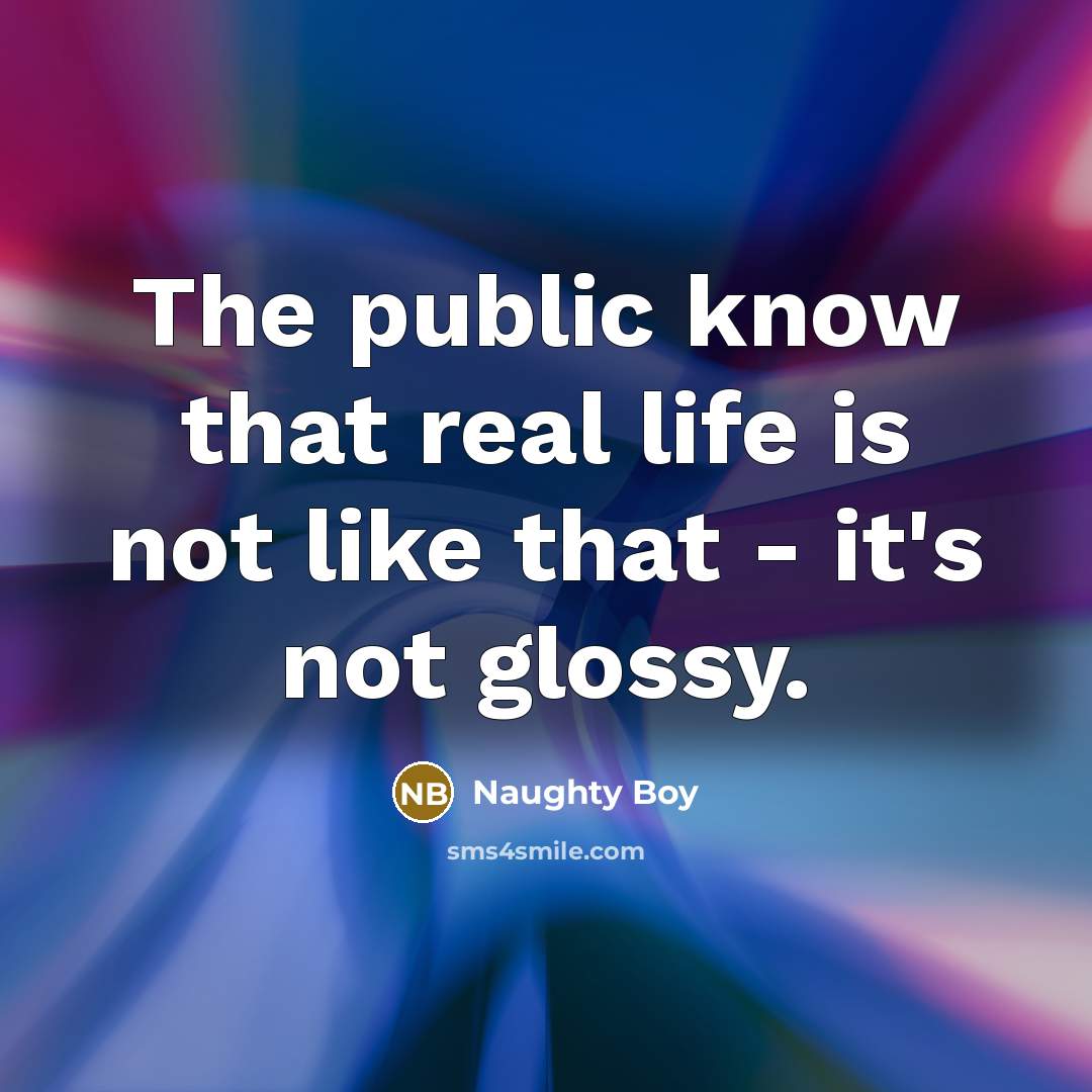 “The public know that real life is not like that…” quote by Naughty Boy