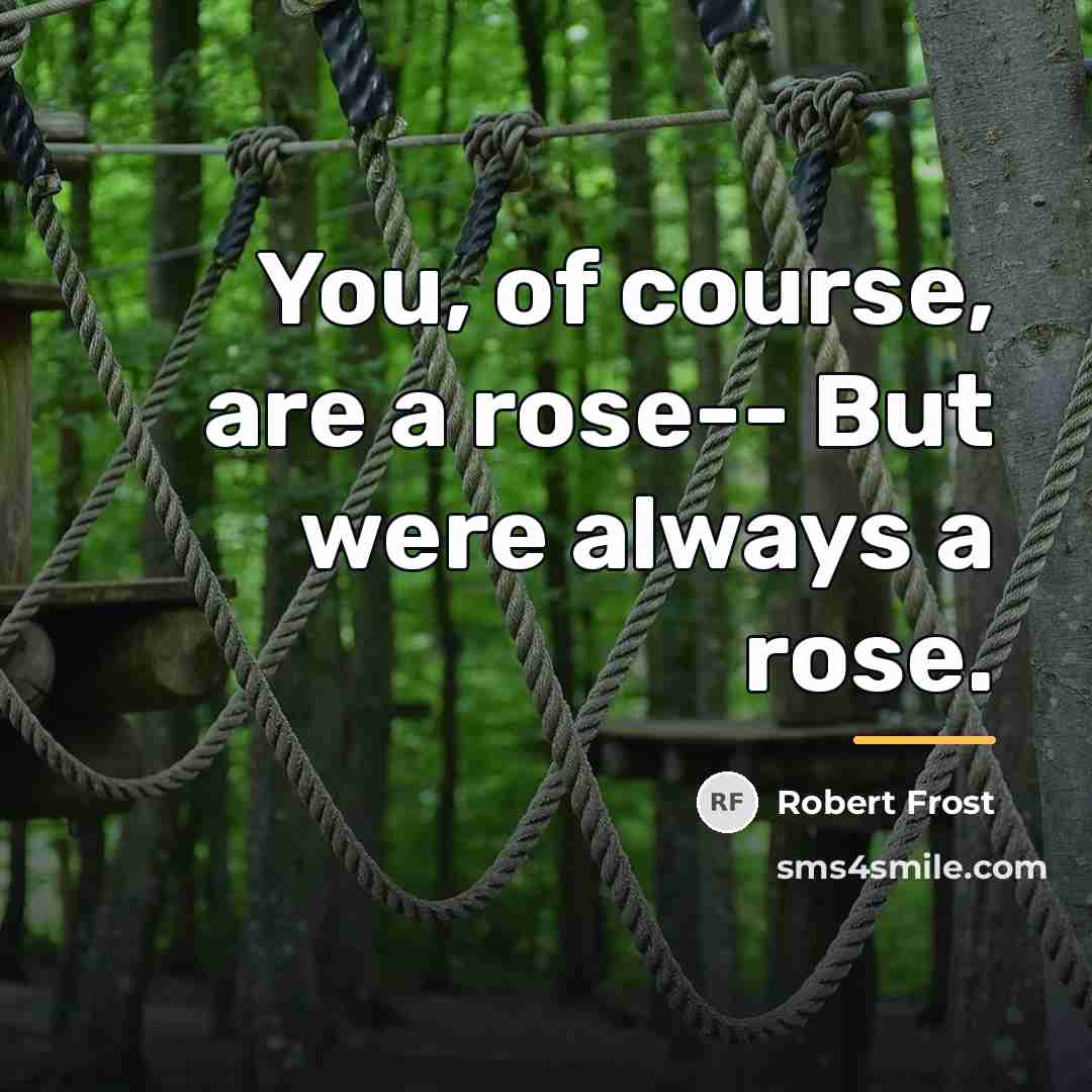 “You, of course, are a rose-- But were always a…” quote by Robert Frost