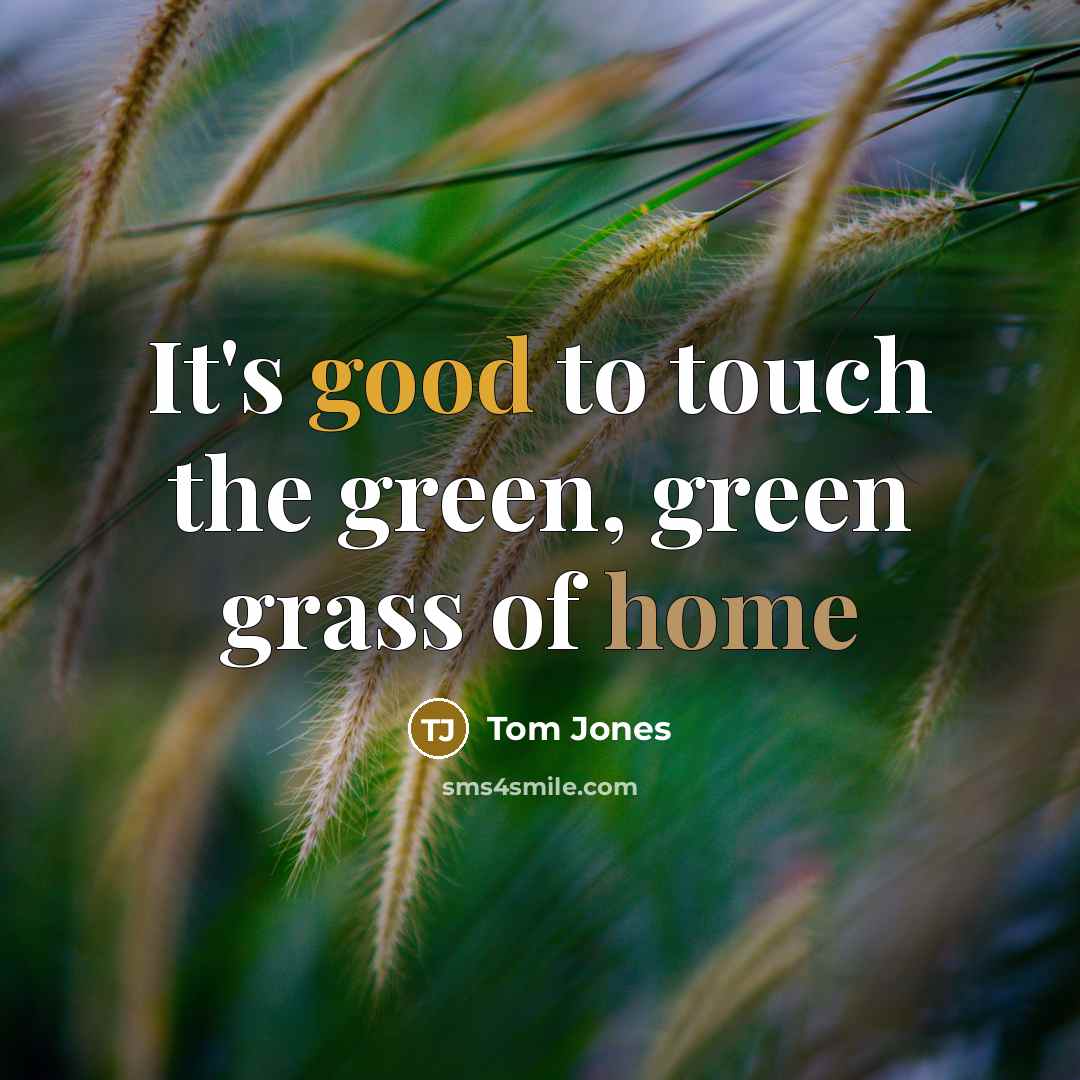 “It's good to touch the green, green grass of home…” quote by Tom Jones