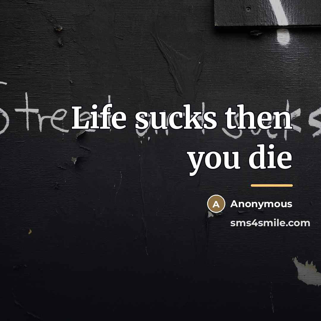 “Life sucks then you die…” quote by Anonymous