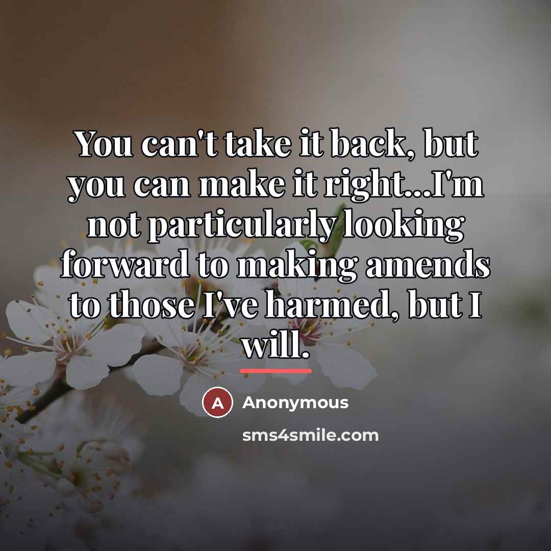 “You can't take it back, but you can make it…” quote by Anonymous