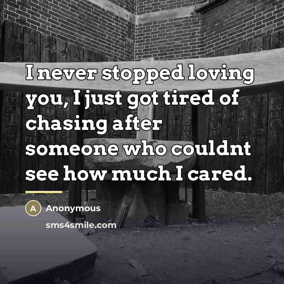 “I never stopped loving you, I just got tired of…” quote by Anonymous
