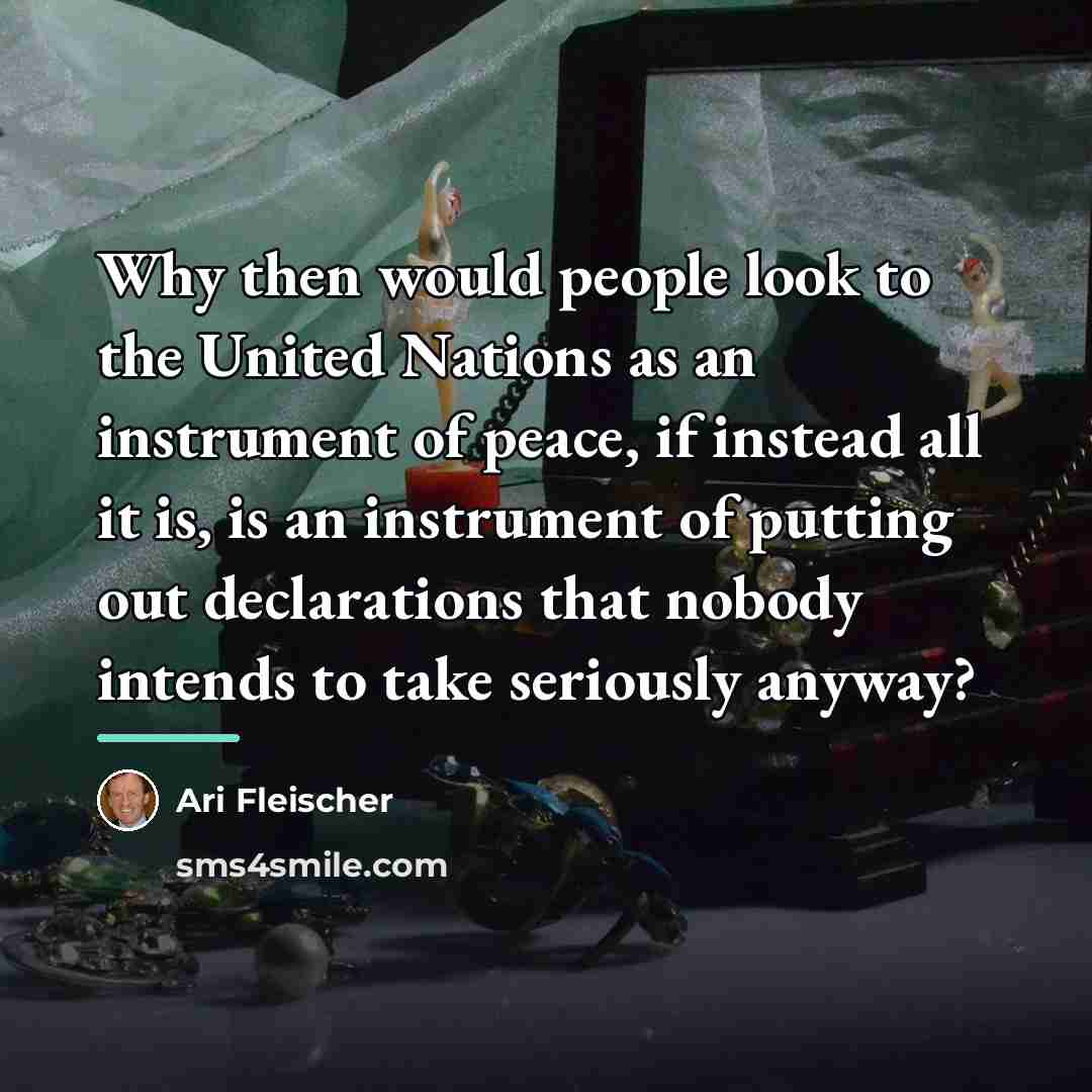 “Why then would people look to the United Nations as…” quote by Ari Fleischer