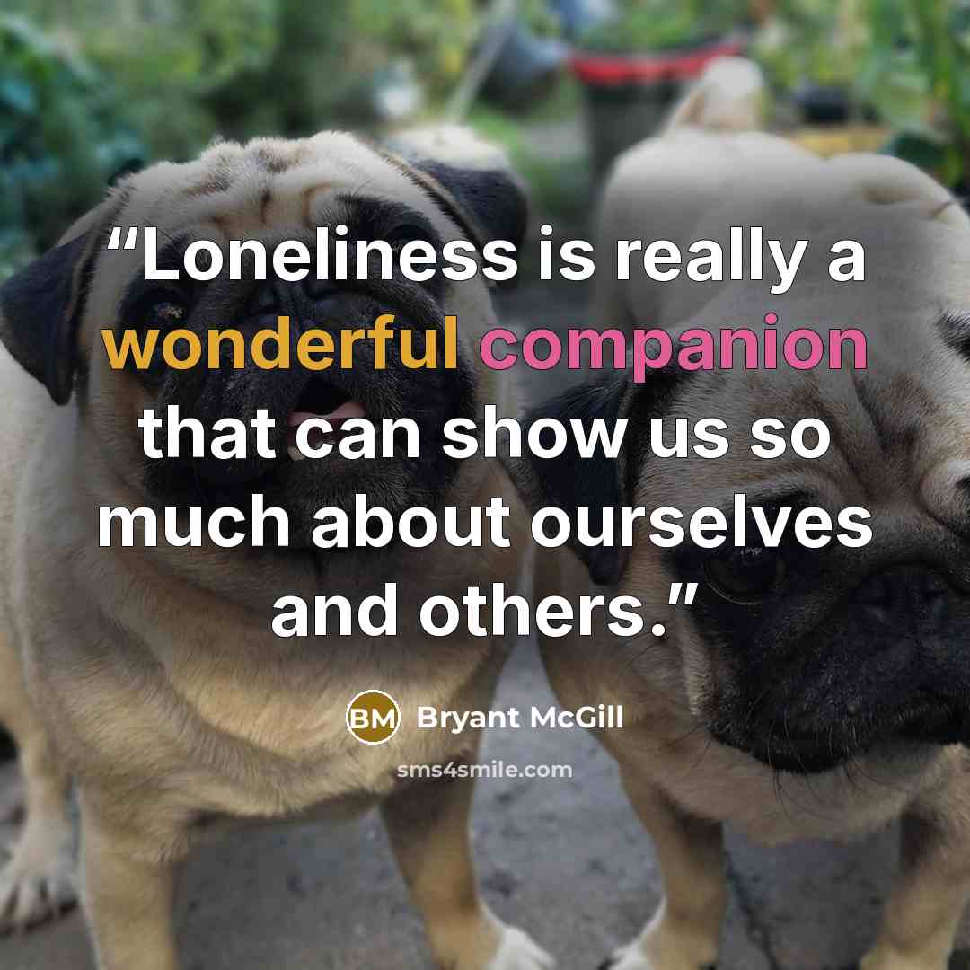 “Loneliness is really a wonderful companion that can show us so much about ourselves and others.” quote by Bryant McGill