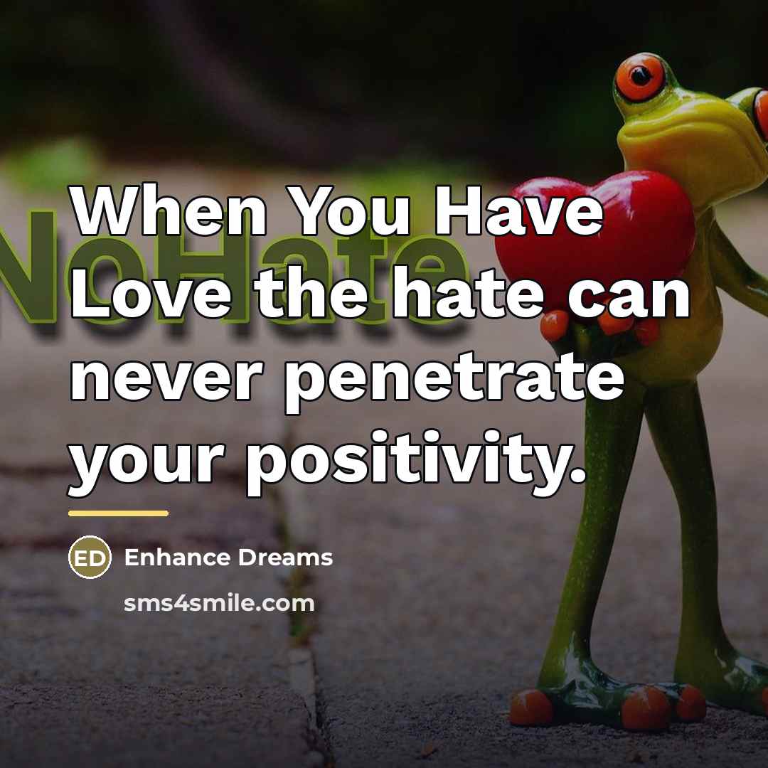 “When You Have Love the hate can never penetrate your…” quote by Enhance Dreams