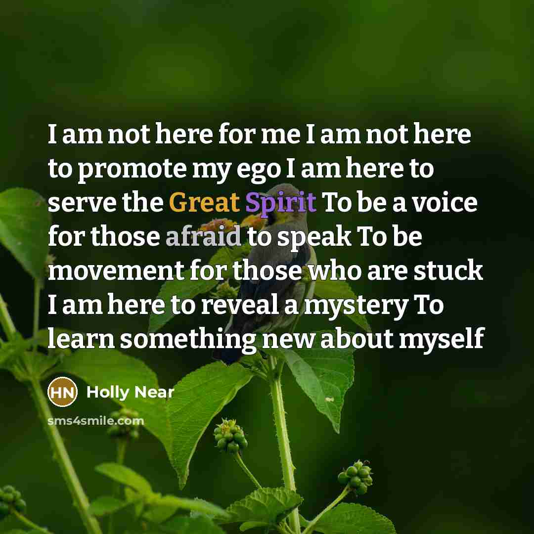 “I am not here for me I am not here…” quote by Holly Near