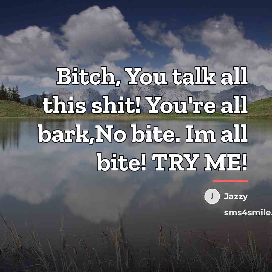 “Bitch, You talk all this shit! You're all bark,No bite.…” quote by Jazzy