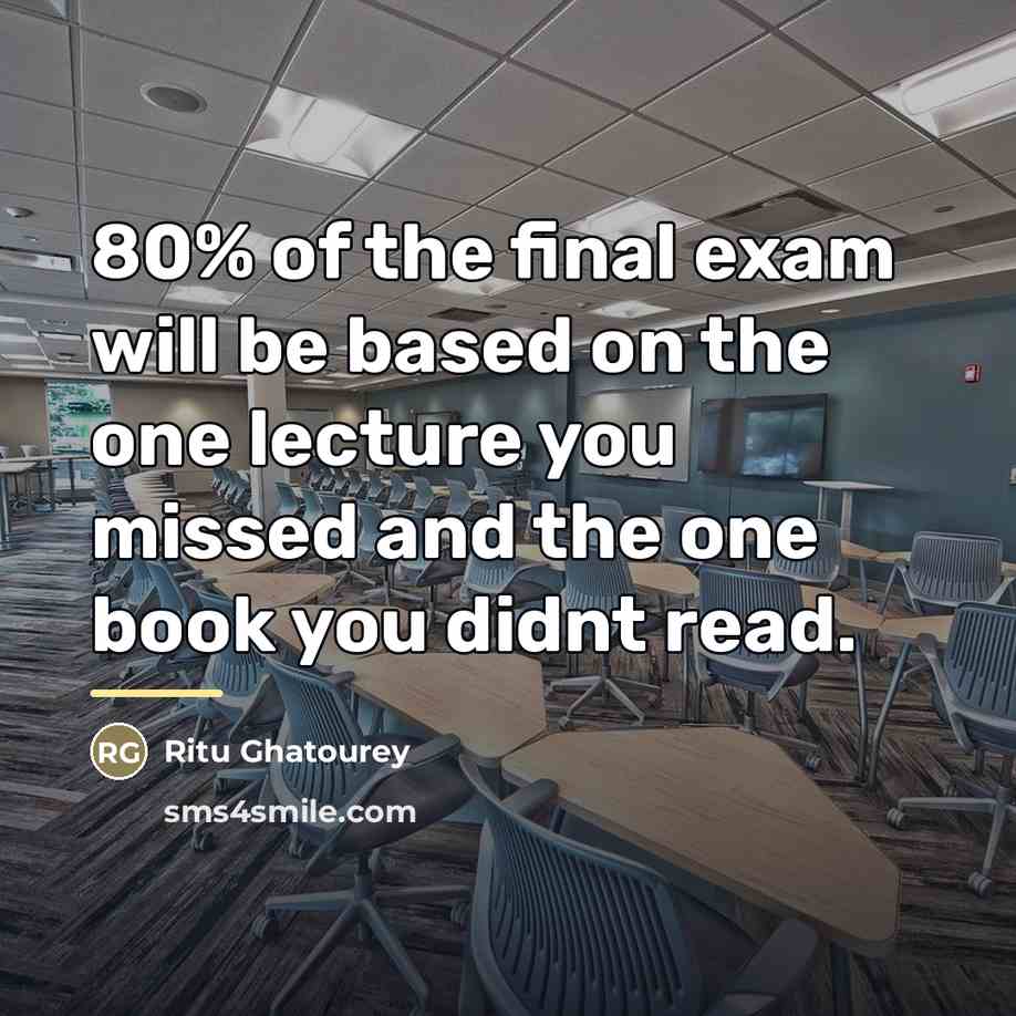 “80% of the final exam will be based on the…” quote by Ritu Ghatourey
