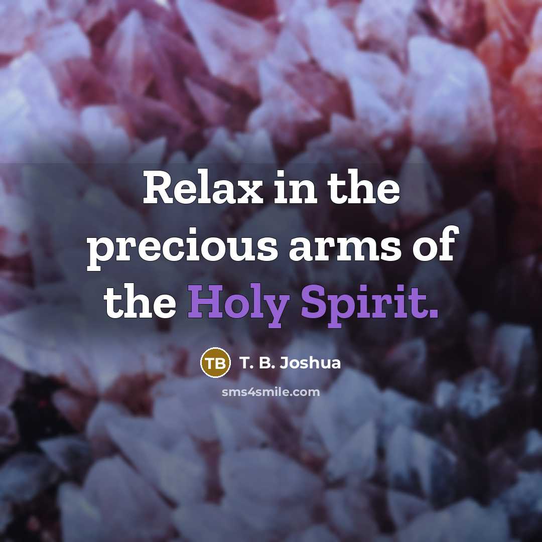“Relax in the precious arms of the Holy Spirit.…” quote by T. B. Joshua