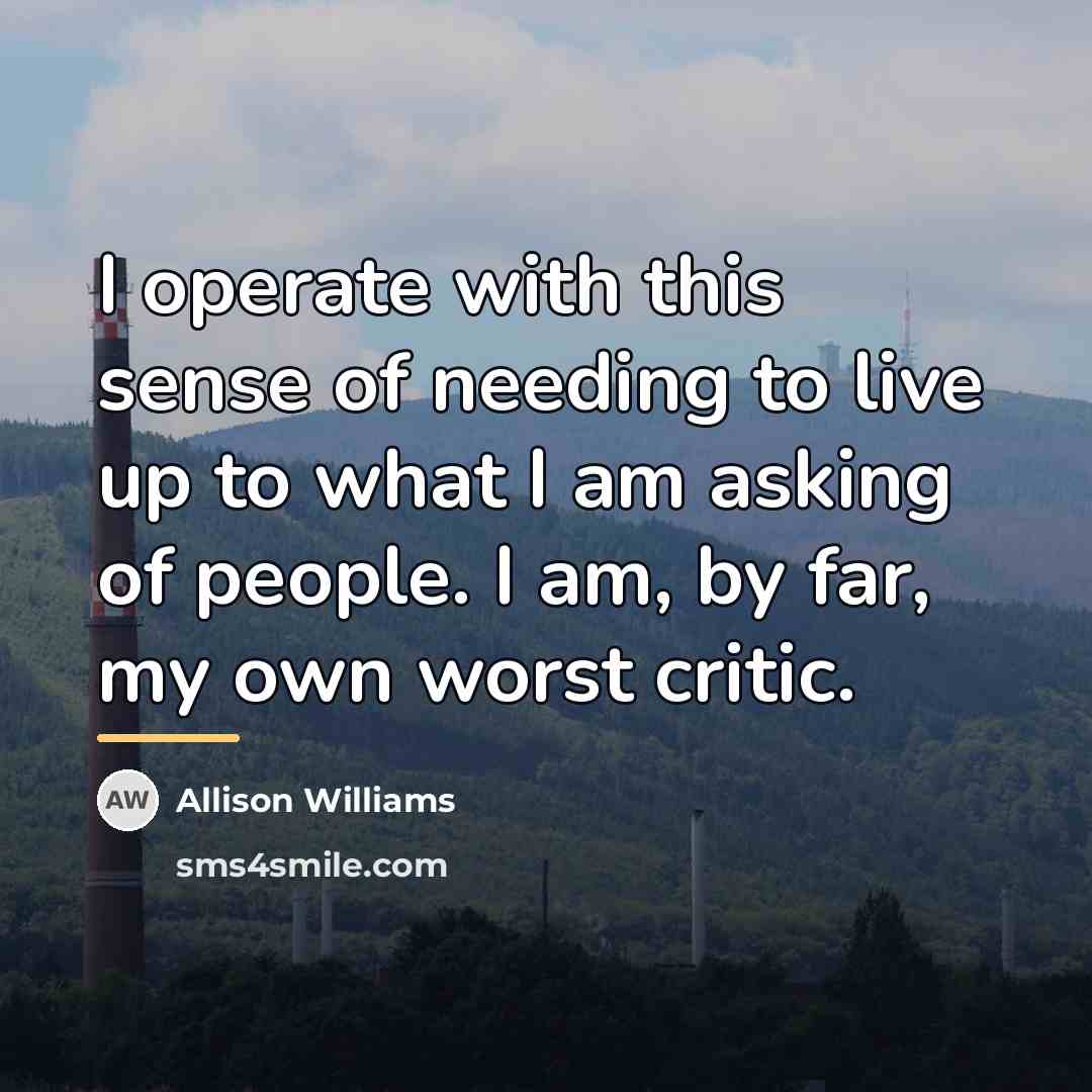 “I operate with this sense of needing to live up…” quote by Allison Williams
