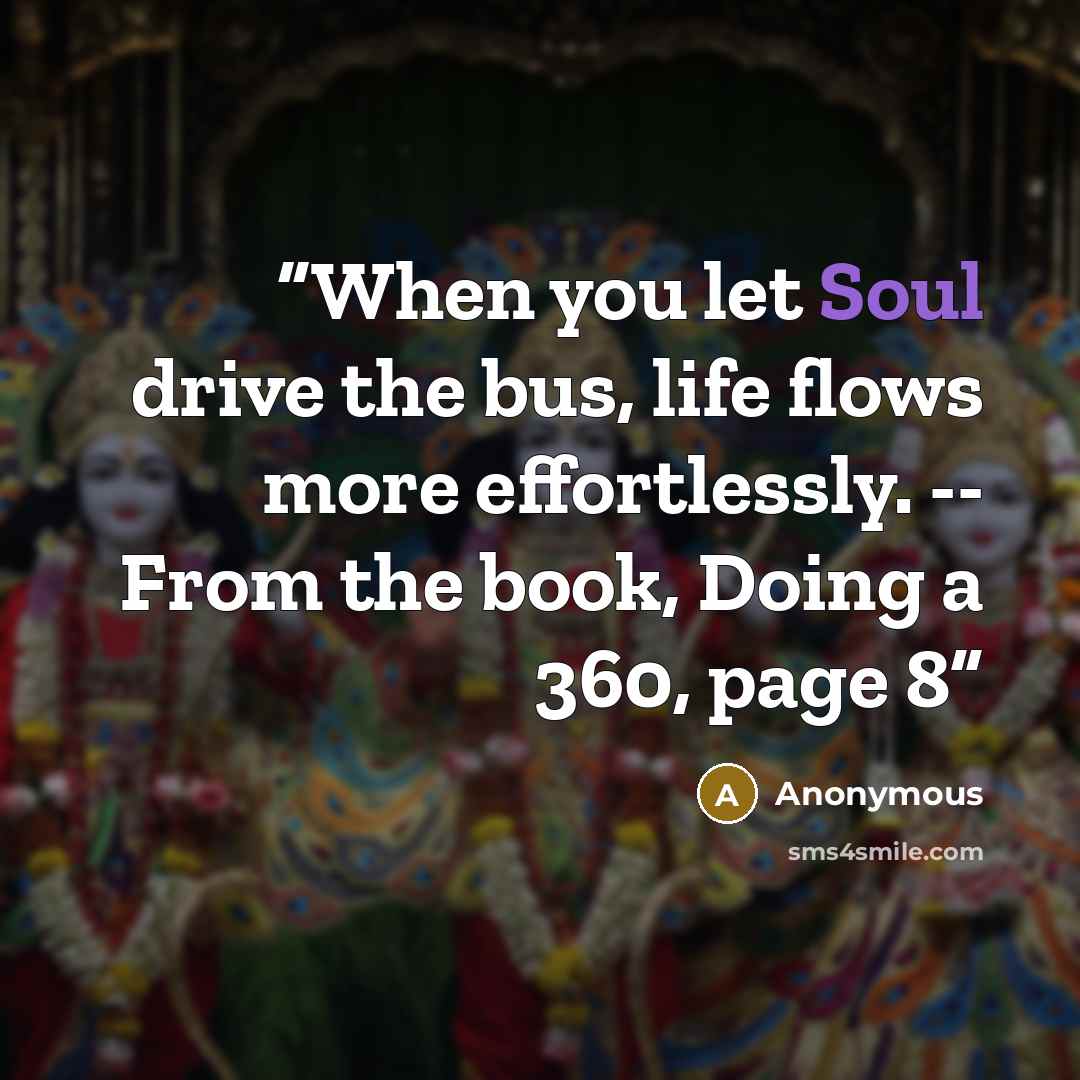 “When you let Soul drive the bus, life flows more effortlessly. -- From the book, Doing a 360, page 8” quote by Anonymous