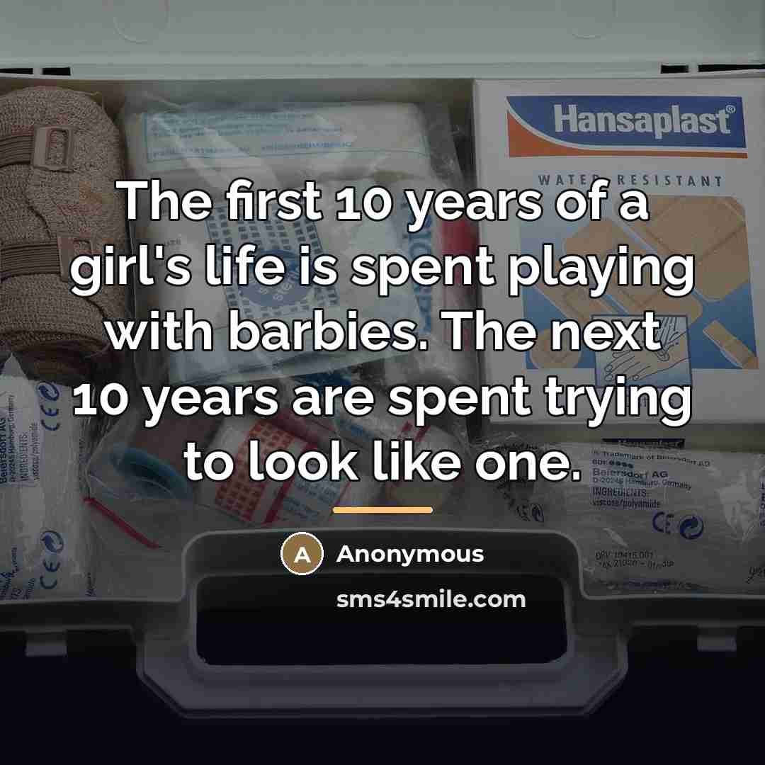 “The first 10 years of a girl's life is spent…” quote by Anonymous