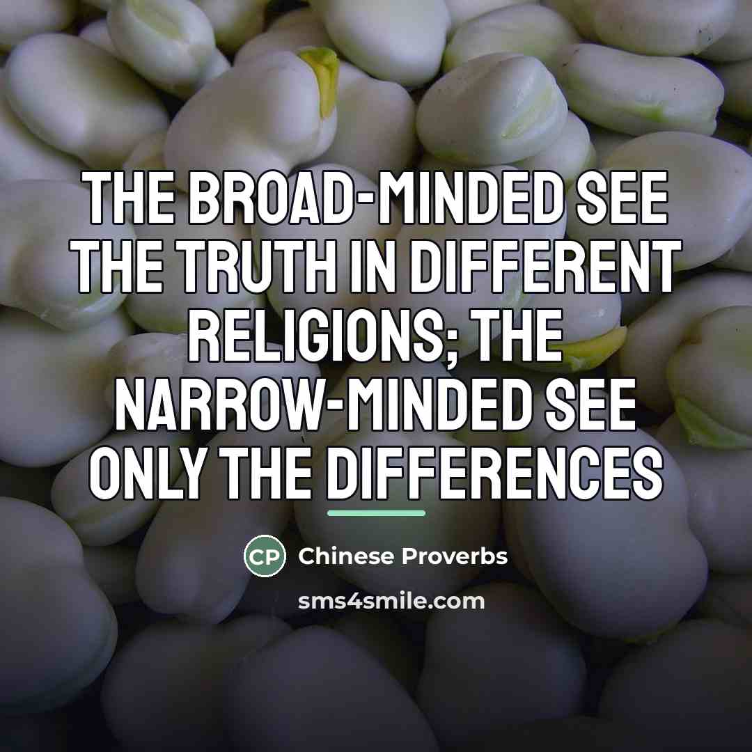 “The broad-minded see the truth in different religions; the narrow-minded…” quote by Chinese Proverbs
