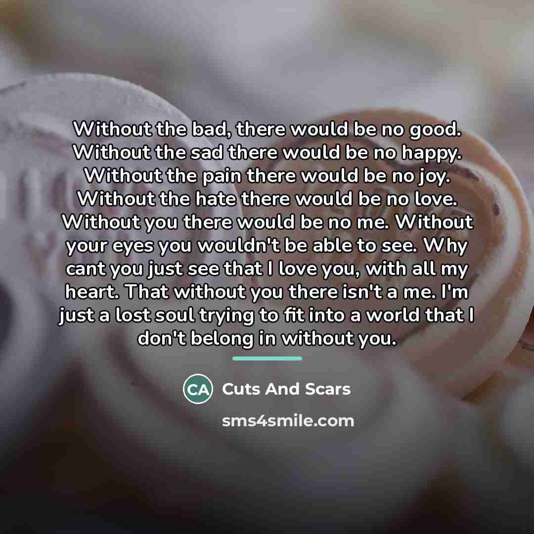 “Without the bad, there would be no good. Without the…” quote by Cuts And Scars