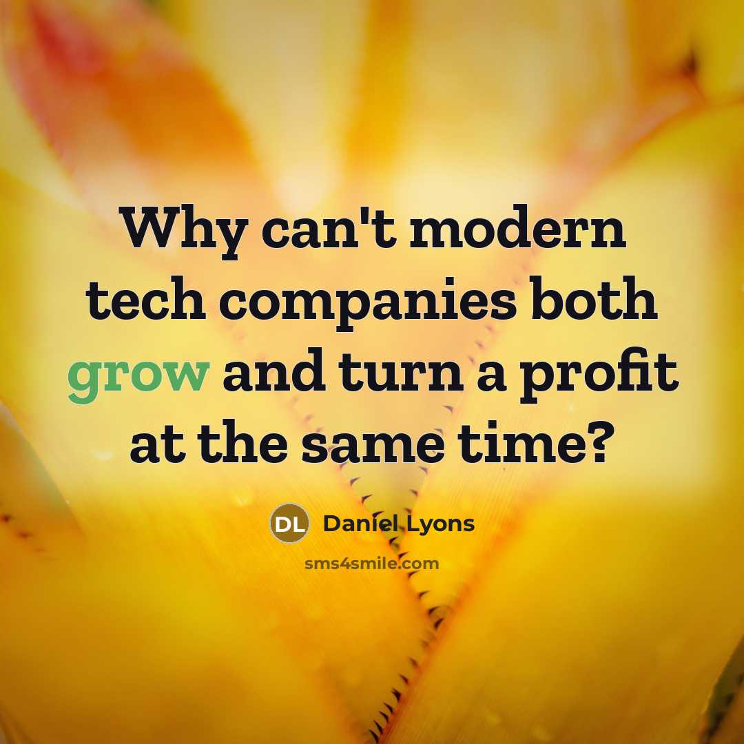 “Why can't modern tech companies both grow and turn a…” quote by Daniel Lyons