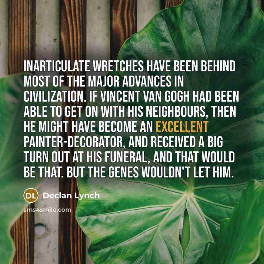 “Inarticulate wretches have been behind most of the major advances…” quote by Declan Lynch