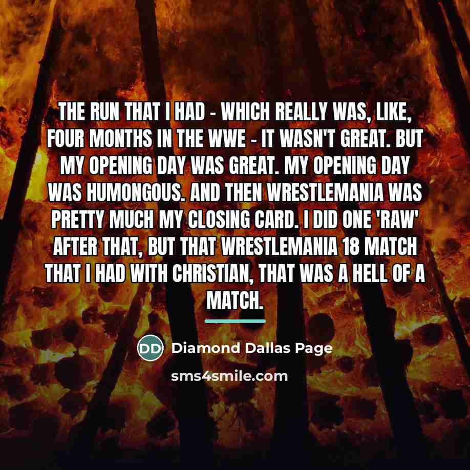 “The run that I had - which really was, like,…” quote by Diamond Dallas Page