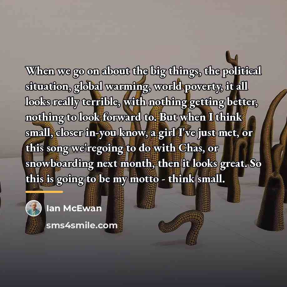“When we go on about the big things, the political…” quote by Ian Mcewan
