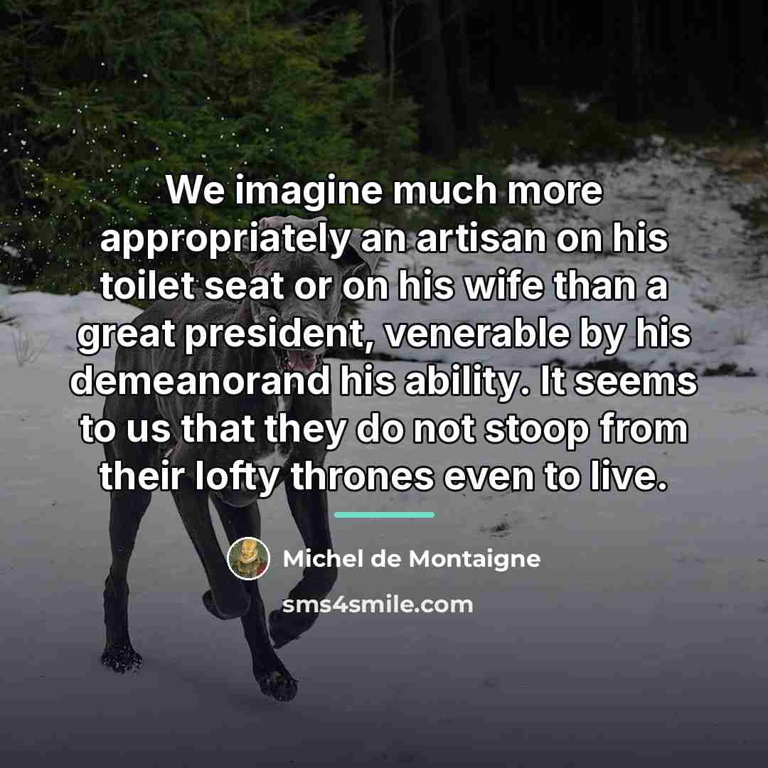 “We imagine much more appropriately an artisan on his toilet…” quote by Michel de Montaigne