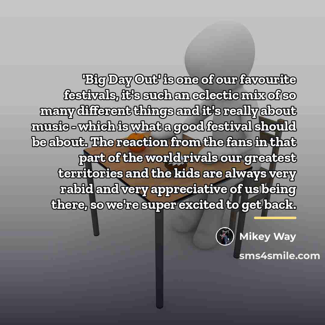“'Big Day Out' is one of our favourite festivals, it's…” quote by Mikey Way
