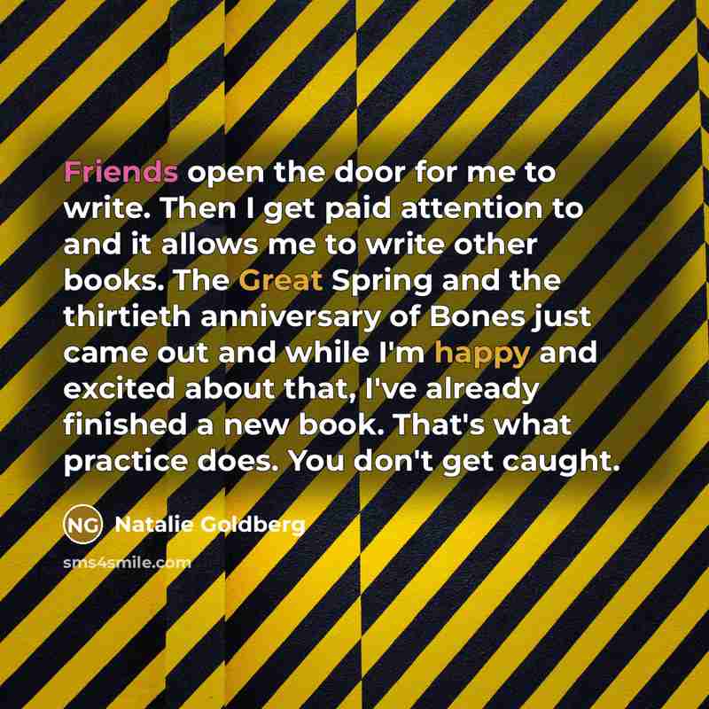 “Friends open the door for me to write. Then I…” quote by Natalie Goldberg