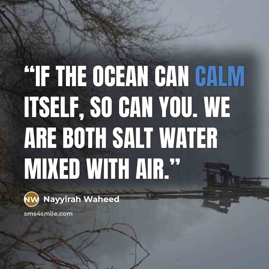 “if the ocean can calm itself, so can you. we are both salt water mixed with air.” quote by Nayyirah Waheed