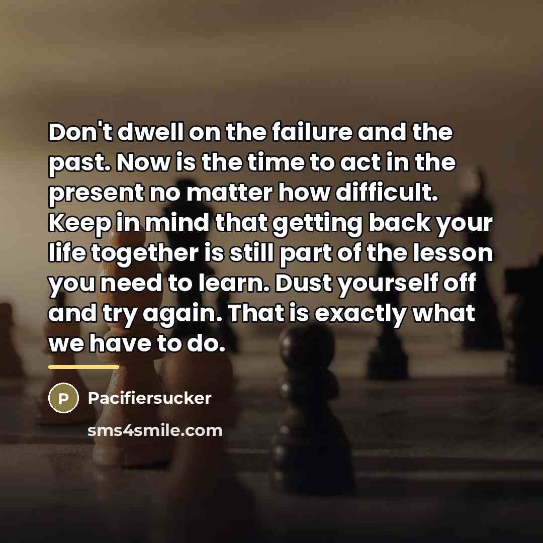 “Don't dwell on the failure and the past. Now is…” quote by Pacifiersucker