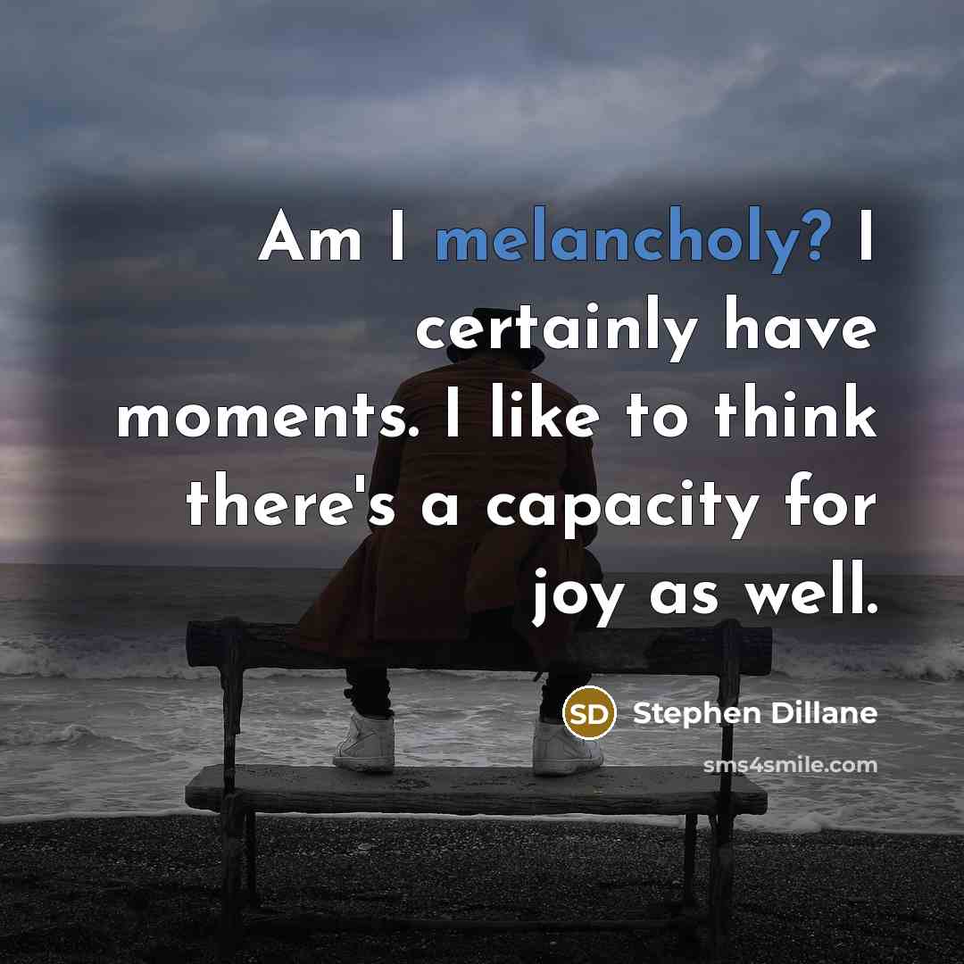 “Am I melancholy? I certainly have moments. I like to…” quote by Stephen Dillane