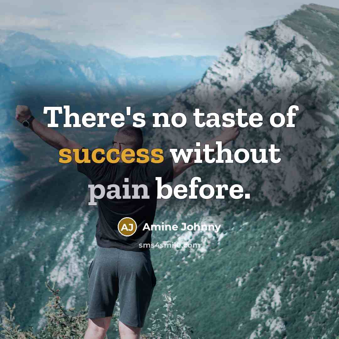 “There's no taste of success without pain before.…” quote by Amine Johnny