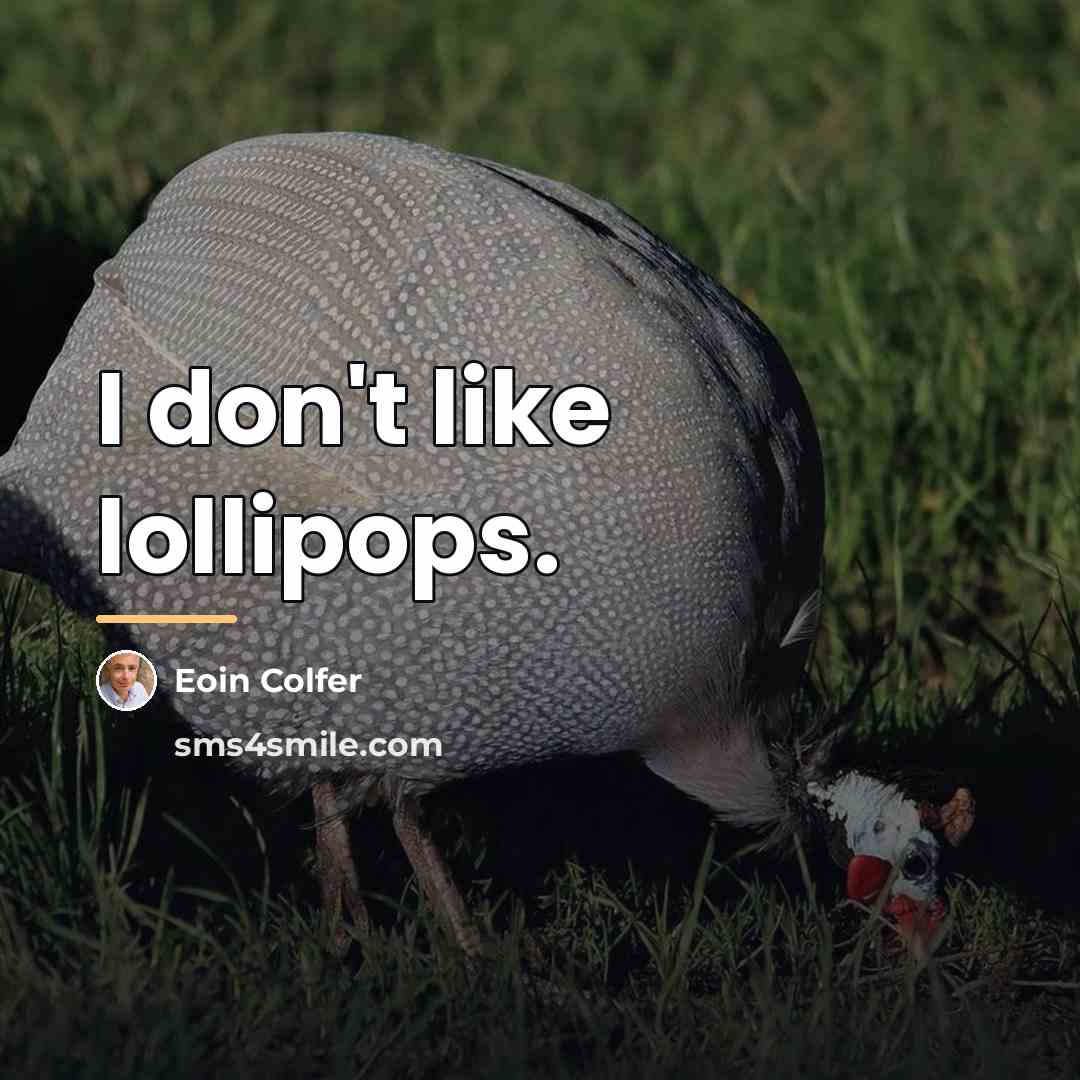 “I don't like lollipops.…” quote by Eoin Colfer