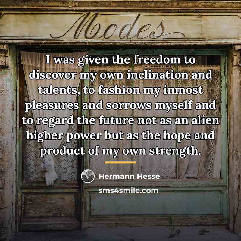 “I was given the freedom to discover my own inclination…” quote by Hermann Hesse