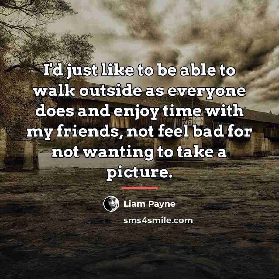 “I'd just like to be able to walk outside as…” quote by Liam Payne