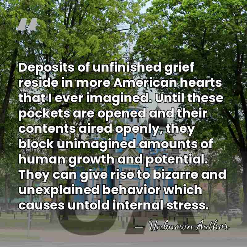 Deposits of unfinished grief reside in more American hearts that I ever&hellip; - Unknown Author