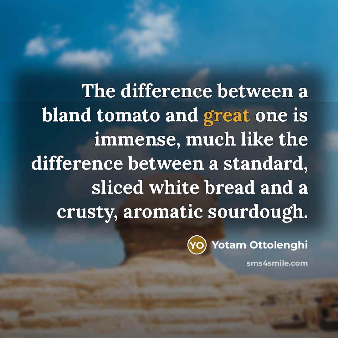 “The difference between a bland tomato and great one is…” quote by Yotam Ottolenghi