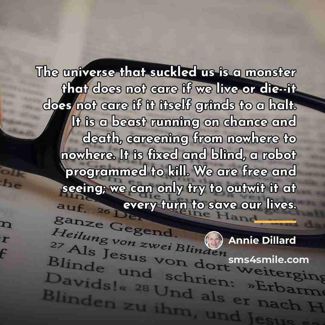 “The universe that suckled us is a monster that does…” quote by Annie Dillard