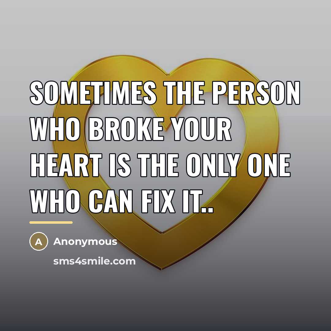 “Sometimes the person who broke your heart is the only…” quote by Anonymous