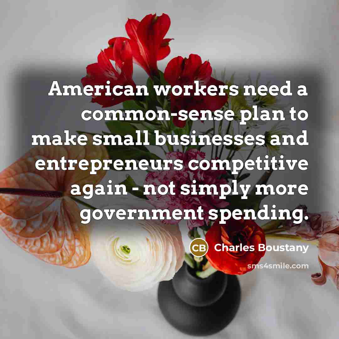 “American workers need a common-sense plan to make small businesses…” quote by Charles Boustany
