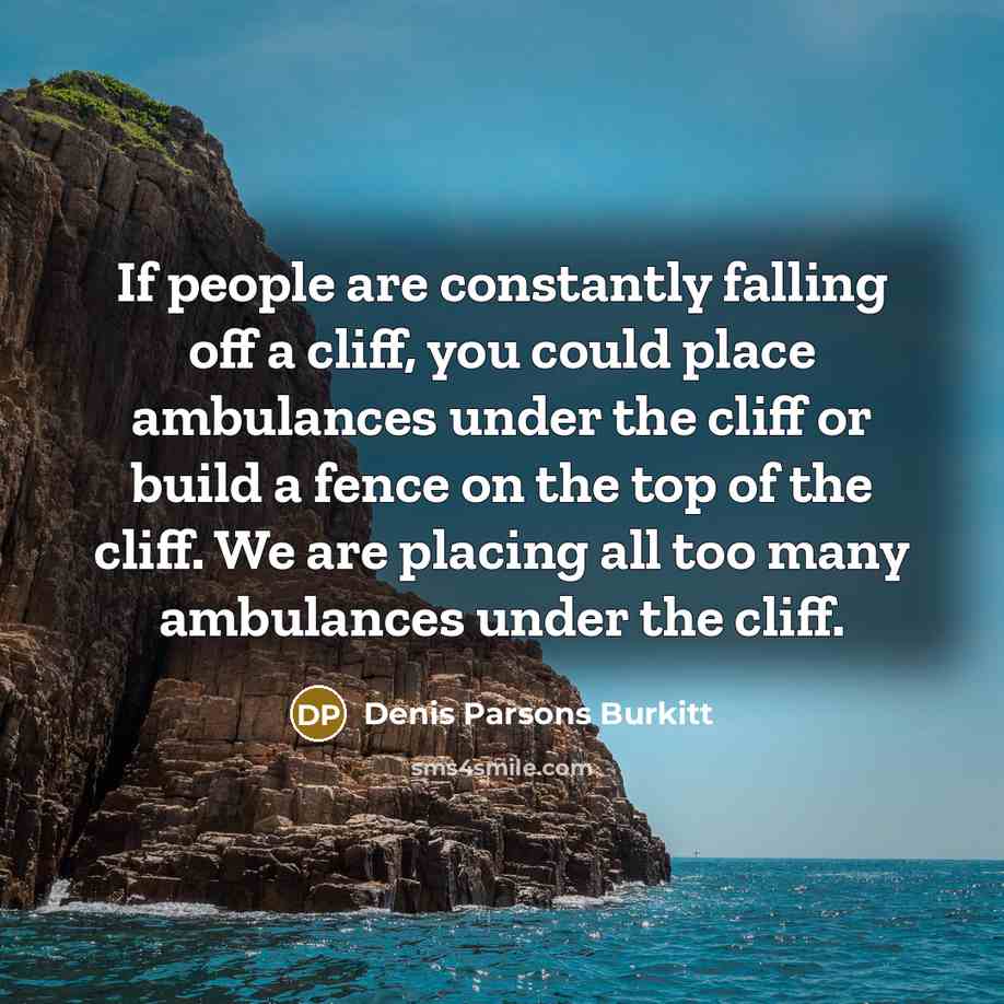 “If people are constantly falling off a cliff, you could…” quote by Denis Parsons Burkitt