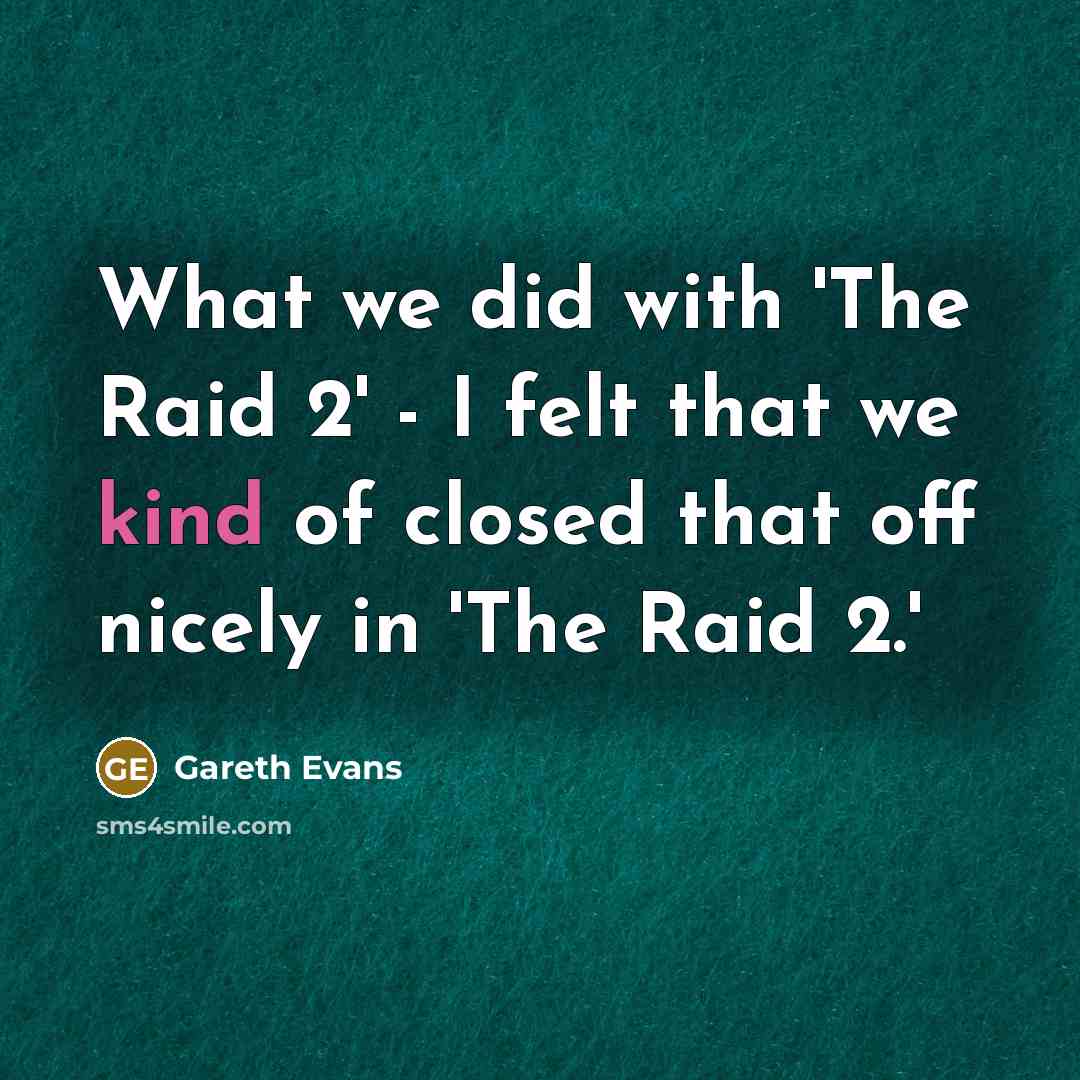 “What we did with 'The Raid 2' - I felt…” quote by Gareth Evans