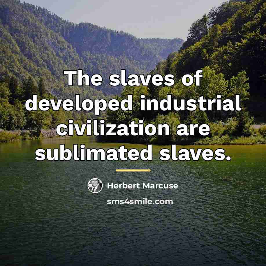 “The slaves of developed industrial civilization are sublimated slaves.…” quote by Herbert Marcuse