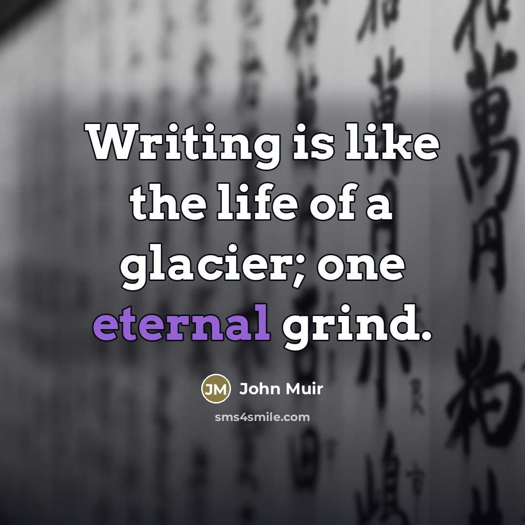 “Writing is like the life of a glacier; one eternal…” quote by John Muir